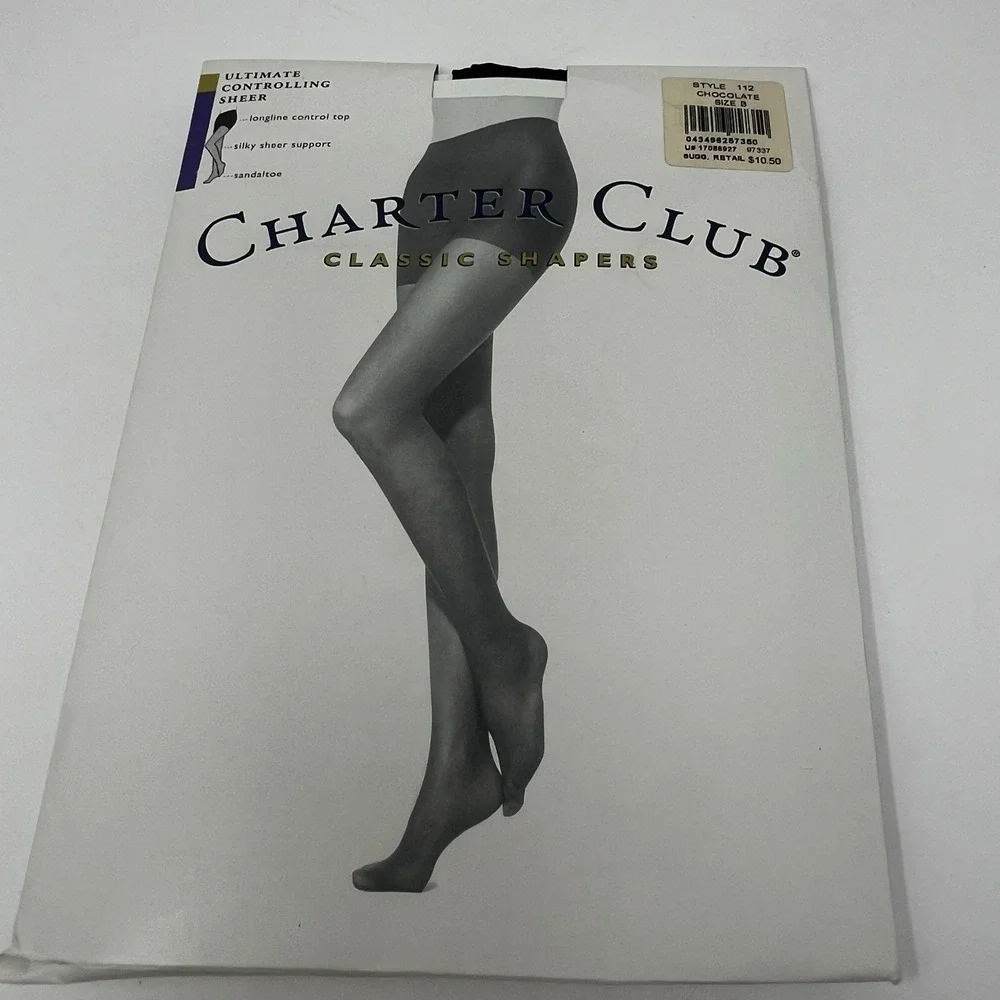 Charter Club Women's Classic Shapers Sheer Control Top Pantyhose Chocolate Sz B